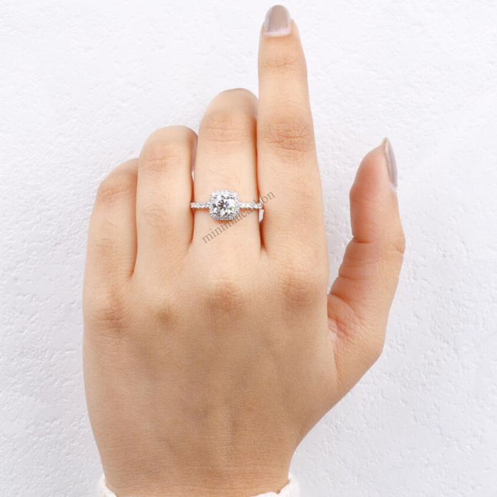 Round Natural Diamond Halo Engagement Ring