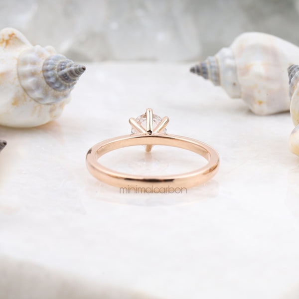 6-Prong Solitaire Ring l Round Rose Cut Diamond Ring