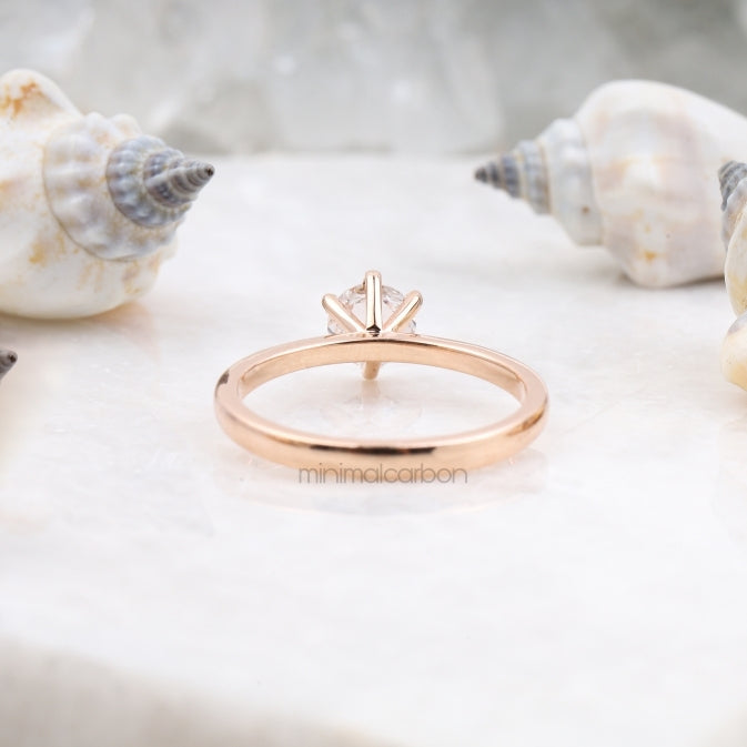 Round Rose Cut Salt and Pepper Lab Diamond Ring
