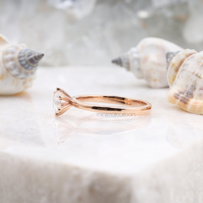 Round Rose Cut Salt and Pepper Lab Diamond Ring