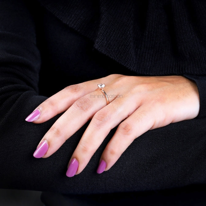 Round Rose Cut Salt and Pepper Lab Diamond Ring