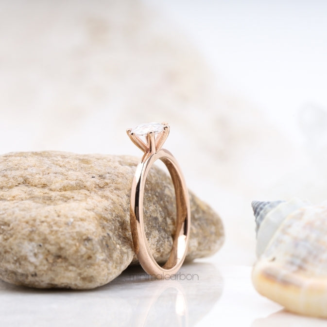Round Rose Cut Salt and Pepper Lab Diamond Ring