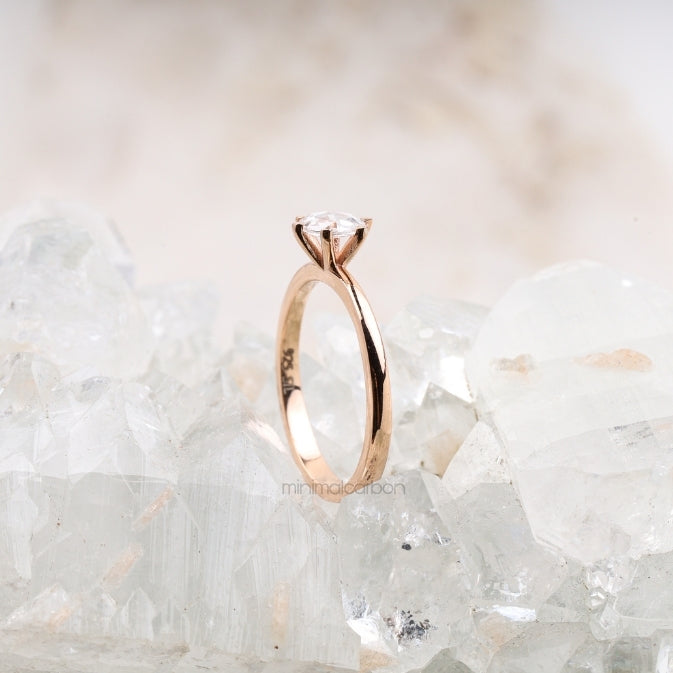 Round Rose Cut Salt and Pepper Lab Diamond Ring