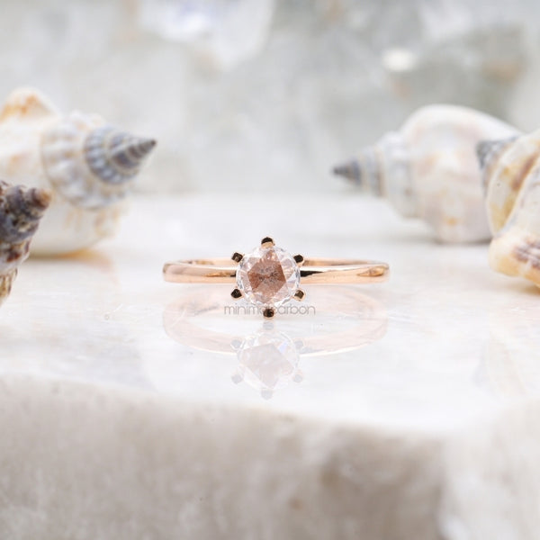 6-Prong Solitaire Ring l Round Rose Cut Diamond Ring