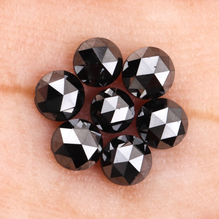 Round Rose Cut Black Loose Natural Earth Mined Diamond