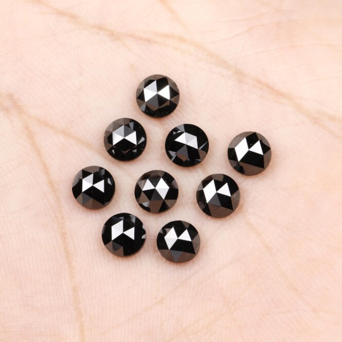Round Rose Cut Black Natural Earth Mined Diamond
