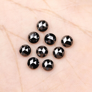 Round Rose Cut Black Natural Earth Mined Diamond