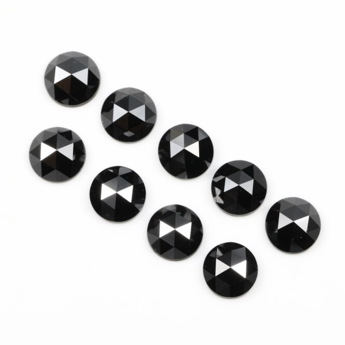 Round Rose Cut Black Natural Earth Mined Diamond