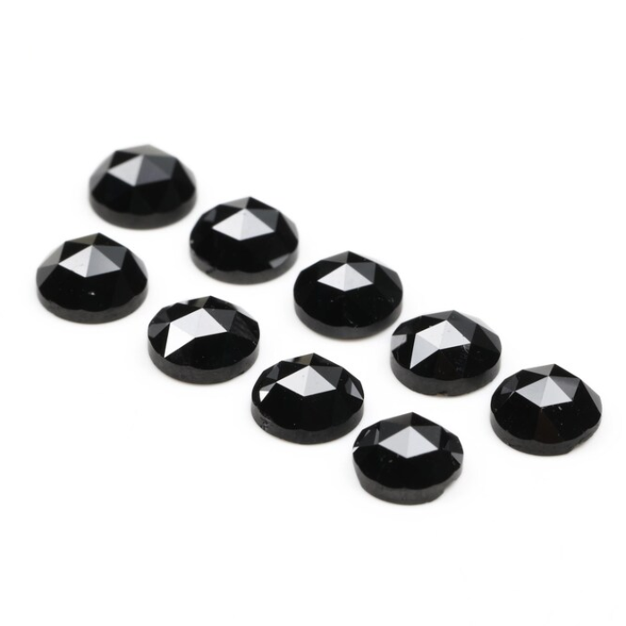 Round Rose Cut Black Natural Earth Mined Diamond