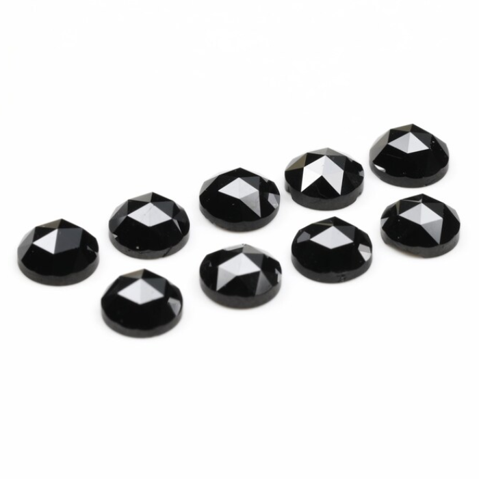 Round Rose Cut Black Natural Earth Mined Diamond