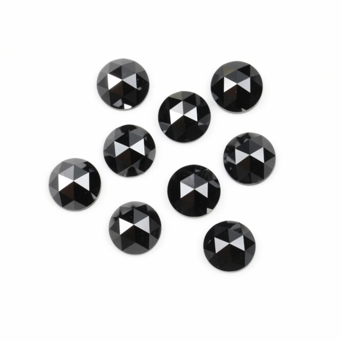 Round Rose Cut Black Natural Earth Mined Diamond