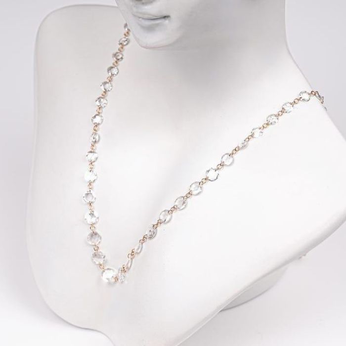Round Rose Cut Floating Lab Grown Diamond Station Necklace | TheMinimalCarbon