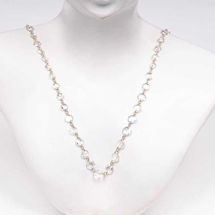 Round Rose Cut Floating Lab Grown Diamond Station Necklace | TheMinimalCarbon
