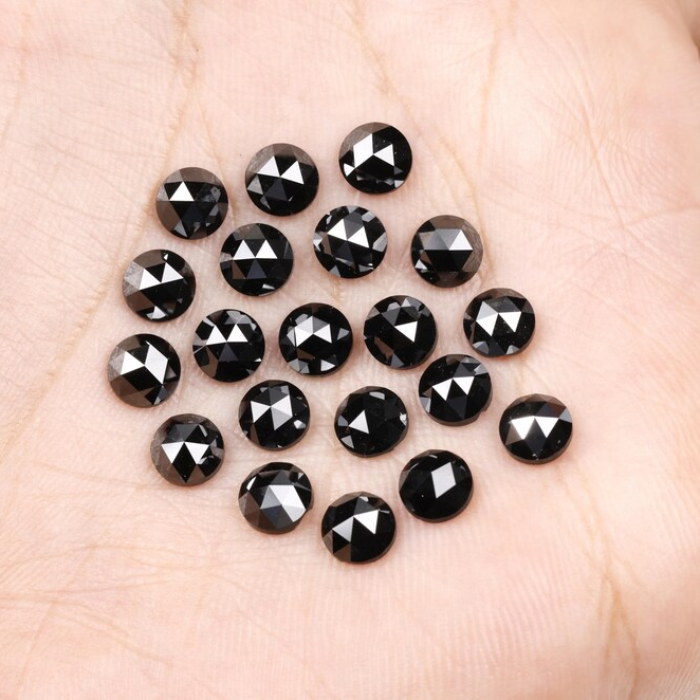Round Rose Cut Loose Black Natural Earth Mined Diamond