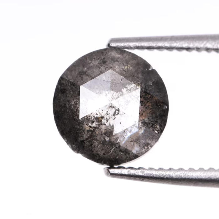 Round Rose Cut Loose Natural Salt And Pepper Diamond