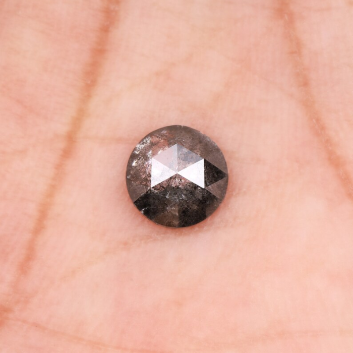Round Rose Cut Loose Natural Salt And Pepper Diamond