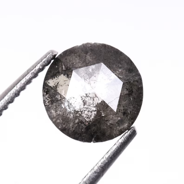 Round Rose Cut Loose Natural Salt And Pepper Diamond