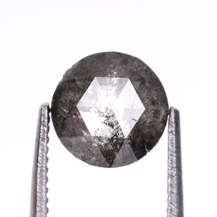 Round Rose Cut Loose Natural Salt And Pepper Diamond