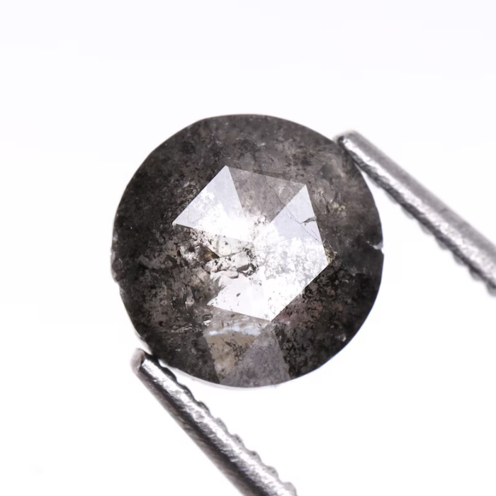 Round Rose Cut Loose Natural Salt And Pepper Diamond