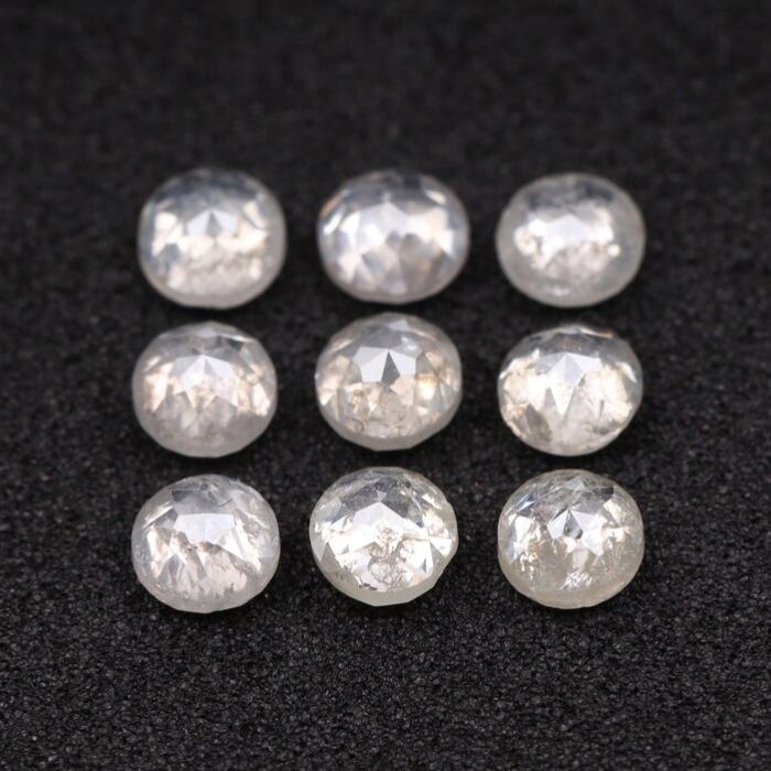 Round Rose Cut Loose White Natural Earth Mined Diamond - Minimal Carbon