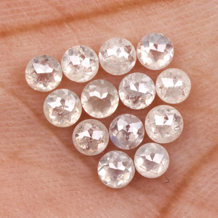 Round Rose Cut Loose White Natural Earth Mined Diamond
