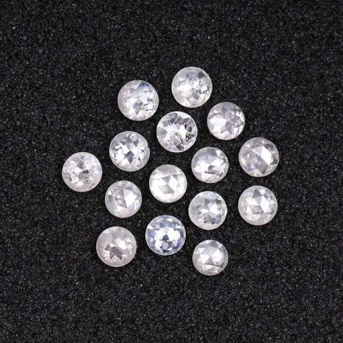 Round Rose Cut Milky White Natural Earth Mined Diamond - Minimal Carbon