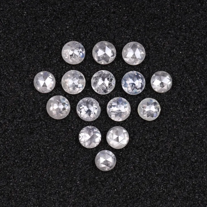 Round Rose Cut Milky White Natural Earth Mined Diamond - Minimal Carbon