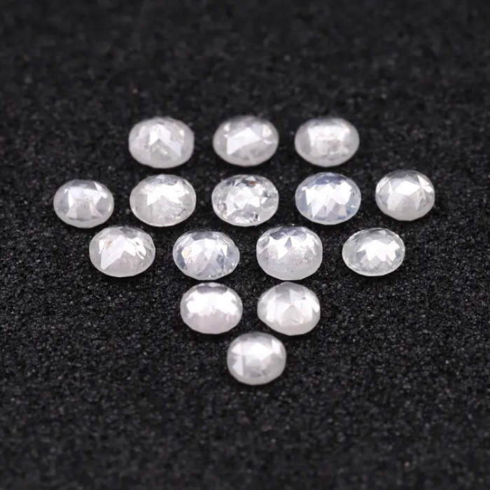 Round Rose Cut Milky White Natural Earth Mined Diamond - Minimal Carbon