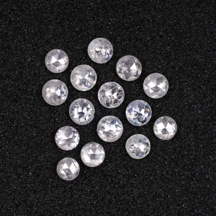 Round Rose Cut Milky White Natural Earth Mined Diamond - Minimal Carbon