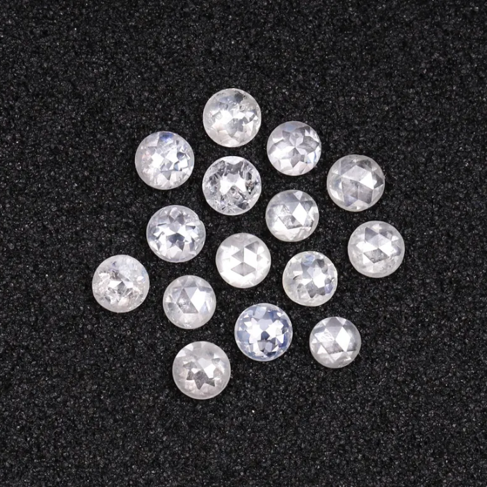 Round Rose Cut Milky White Natural Earth Mined Diamond - Minimal Carbon