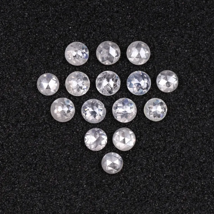 Round Rose Cut Milky White Natural Earth Mined Diamond - Minimal Carbon