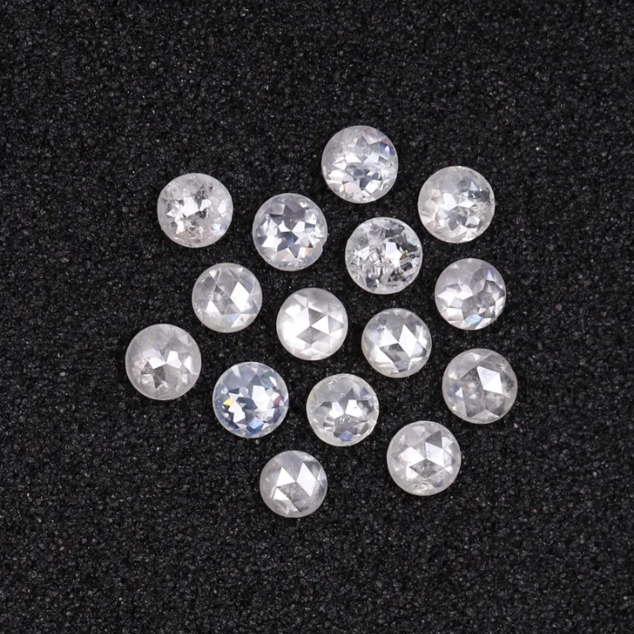Round Rose Cut Milky White Natural Earth Mined Diamond - Minimal Carbon