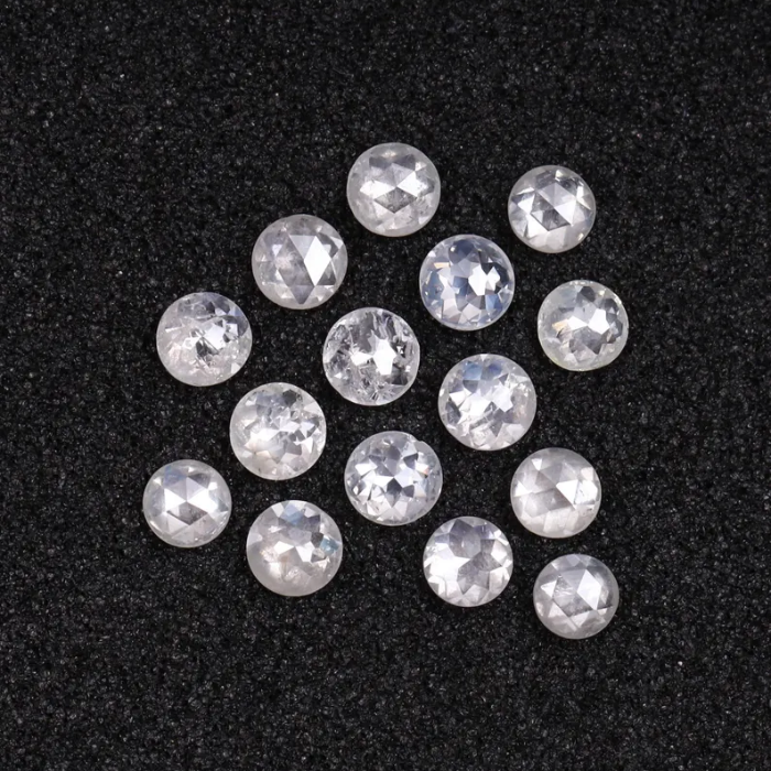 Round Rose Cut Milky White Natural Earth Mined Diamond - Minimal Carbon