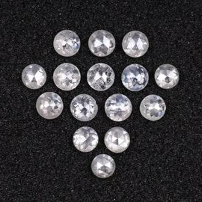 Round Rose Cut Milky White Natural Earth Mined Diamond - Minimal Carbon