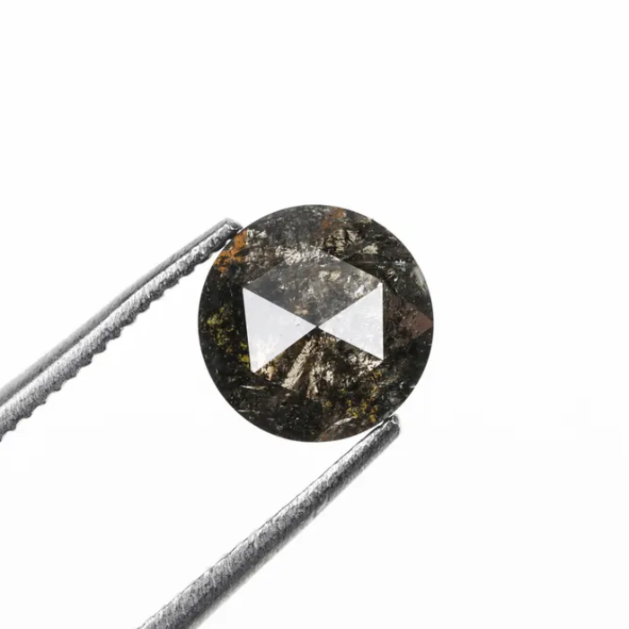 Round Rose Cut Natural Loose Salt and Pepper Diamond