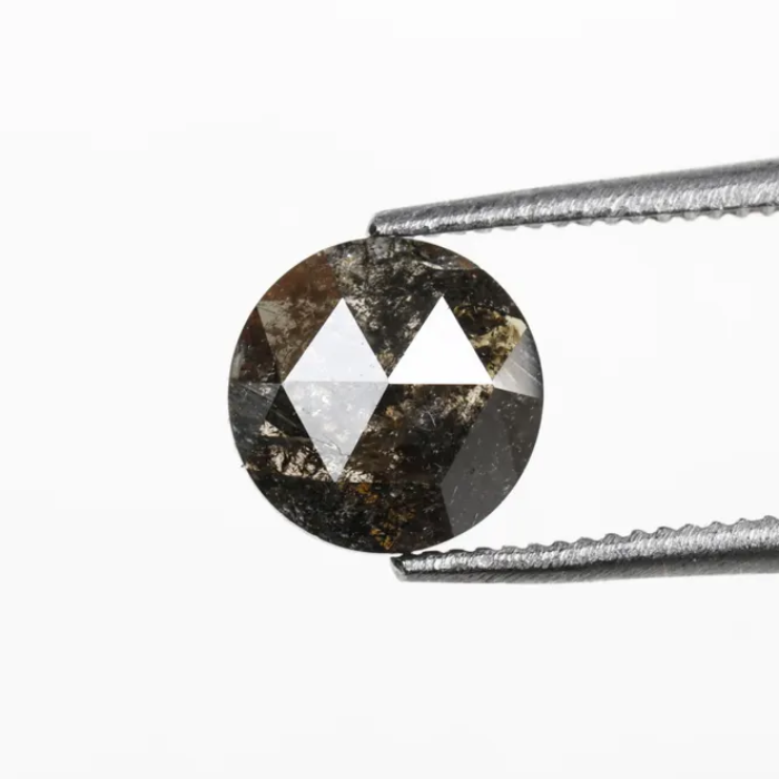 Round Rose Cut Natural Loose Salt and Pepper Diamond