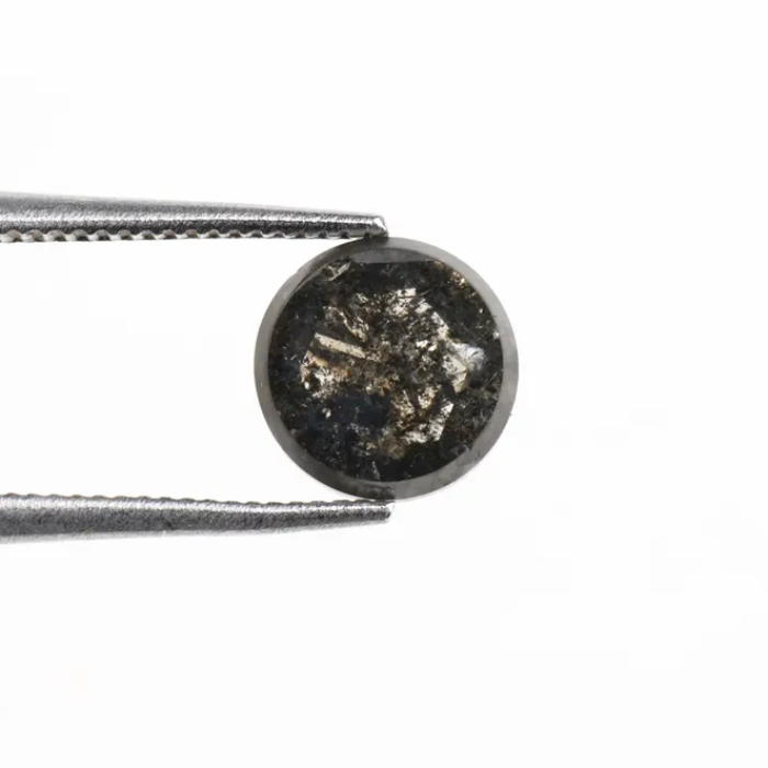 Round Rose Cut Natural Loose Salt and Pepper Diamond