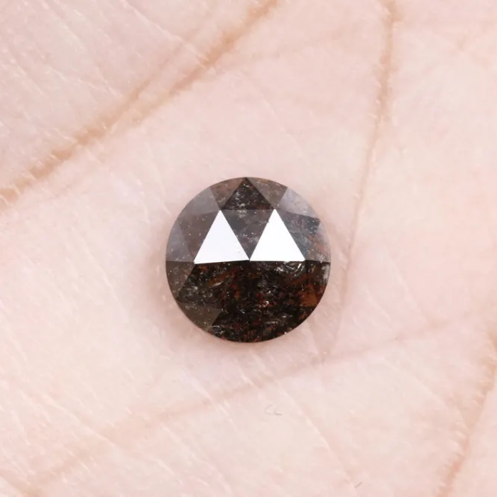 Round Rose Cut Natural Loose Salt and Pepper Diamond