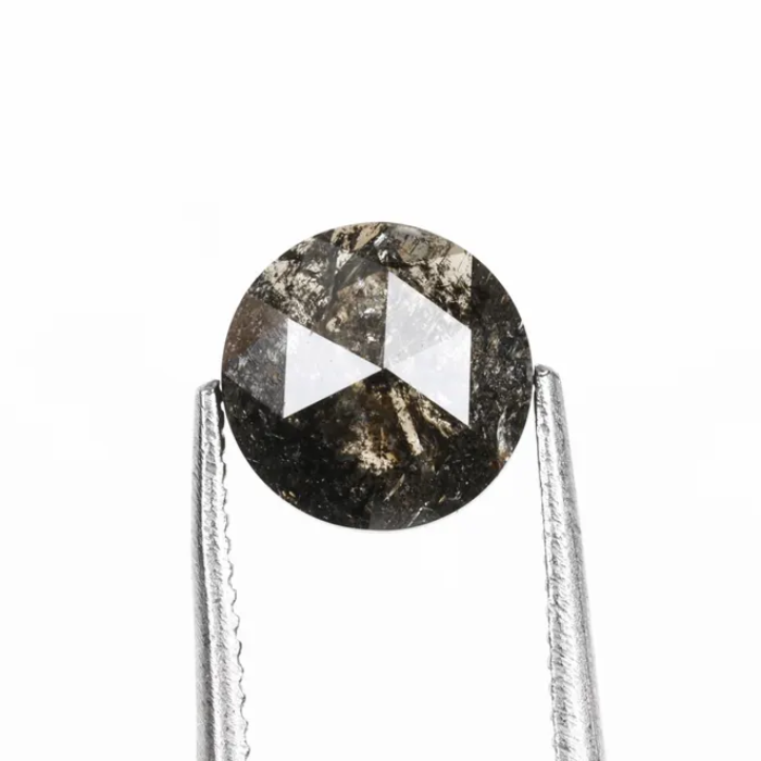 Round Rose Cut Natural Loose Salt and Pepper Diamond