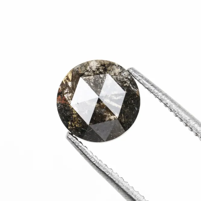 Round Rose Cut Natural Loose Salt and Pepper Diamond