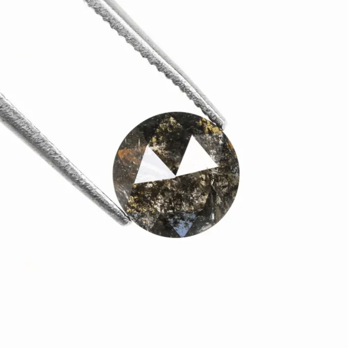 Round Rose Cut Natural Loose Salt and Pepper Diamond