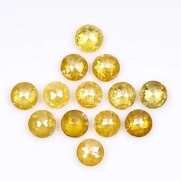 Round Rose Cut Natural Loose Yellow Diamond - Minimal Carbon