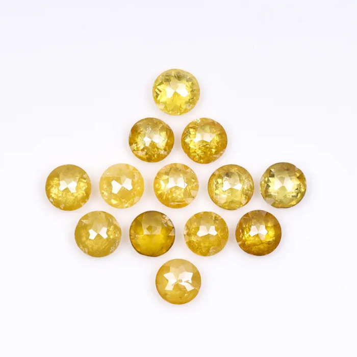 Round Rose Cut Natural Loose Yellow Diamond - Minimal Carbon