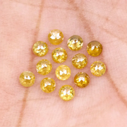 Round Rose Cut Natural Loose Yellow Diamond - Minimal Carbon