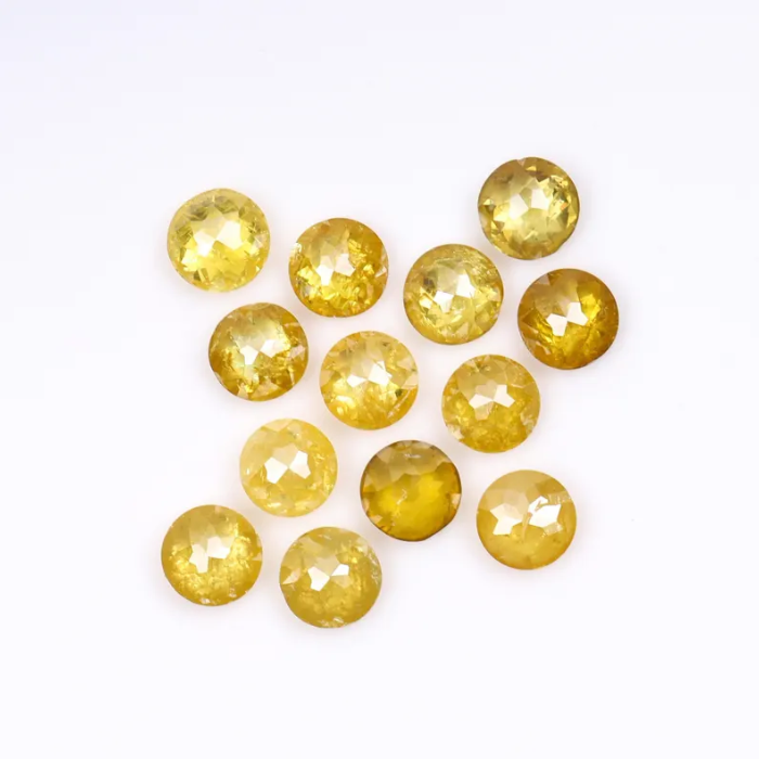Round Rose Cut Natural Loose Yellow Diamond - Minimal Carbon