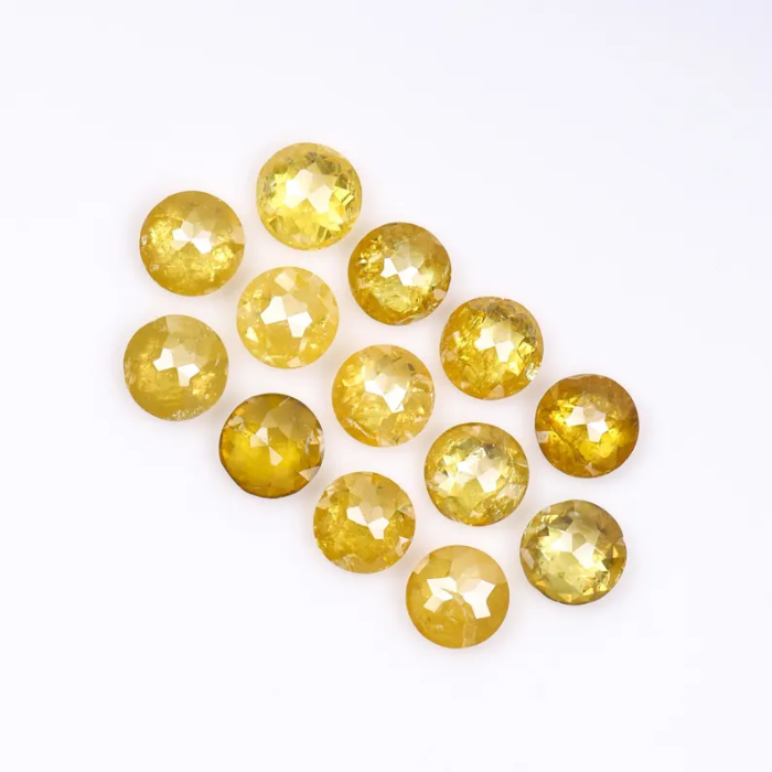 Round Rose Cut Natural Loose Yellow Diamond - Minimal Carbon
