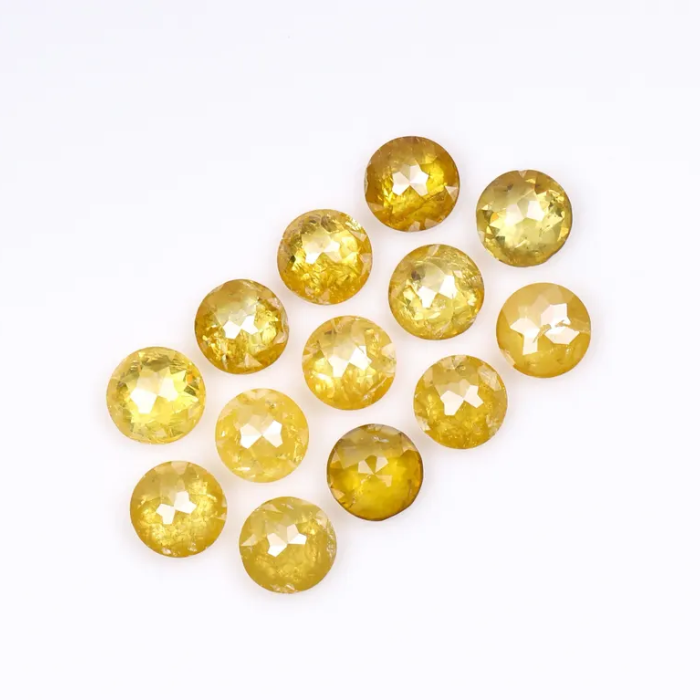 Round Rose Cut Natural Loose Yellow Diamond - Minimal Carbon