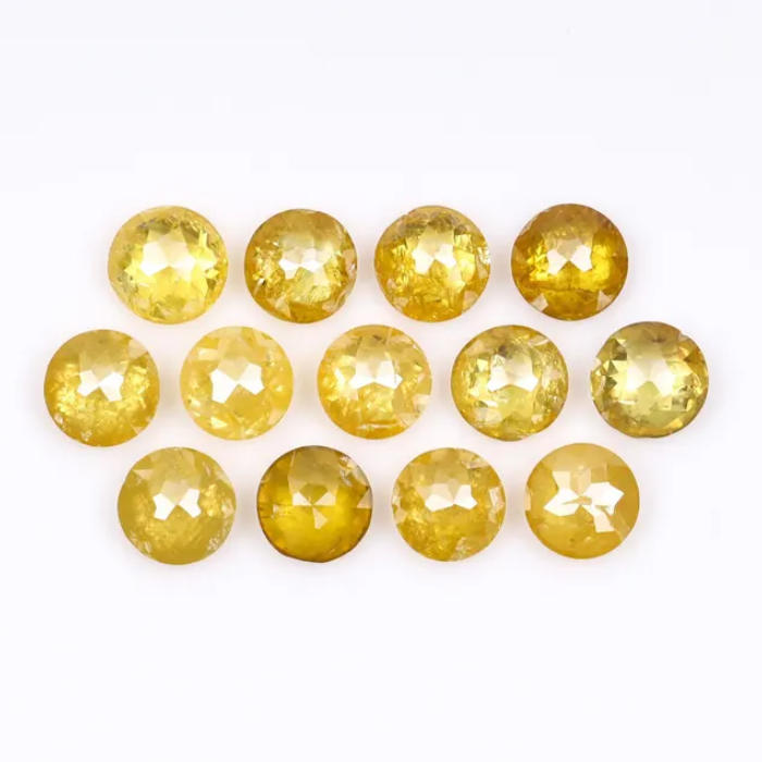 Round Rose Cut Natural Loose Yellow Diamond - Minimal Carbon