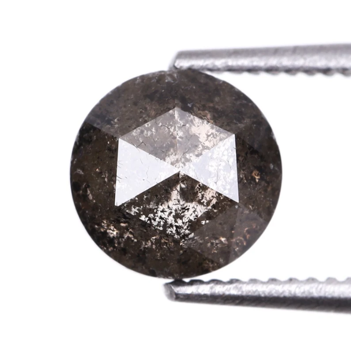 Round Rose Cut Natural Salt and Pepper Diamond