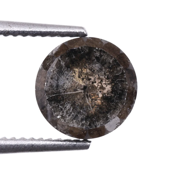 Round Rose Cut Natural Salt and Pepper Diamond